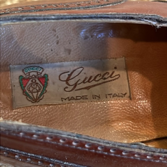 Vintage Men’s Gucci Light Brown Leather Oxford Shoe - Logo on Toe - Picture 2 of 12